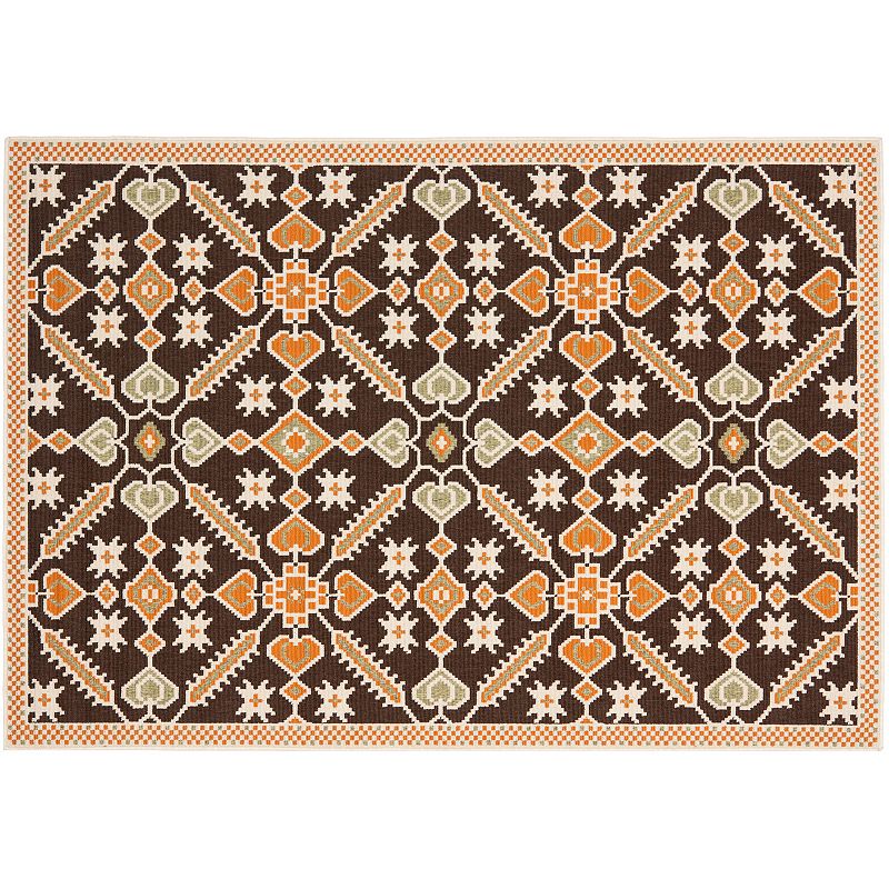 Safavieh Veranda Cross-Spade Indoor Outdoor Rug, Brown, 5X7.5 Ft