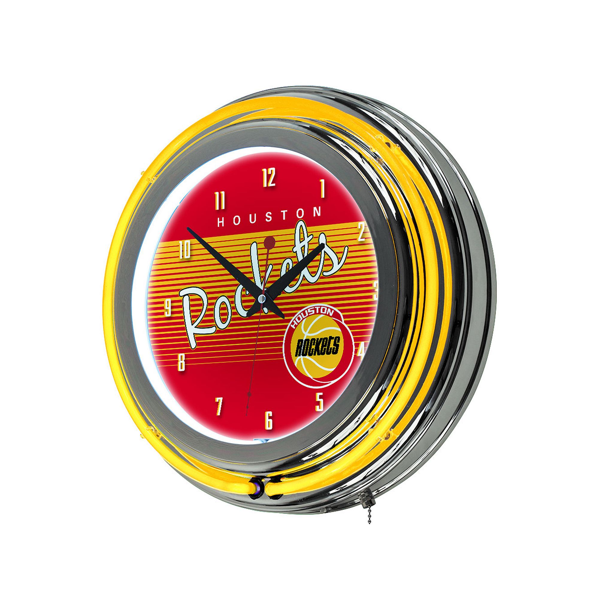 Houston Rockets Hardwood Classics Chrome Double-Ring Neon Wall Clock, Team