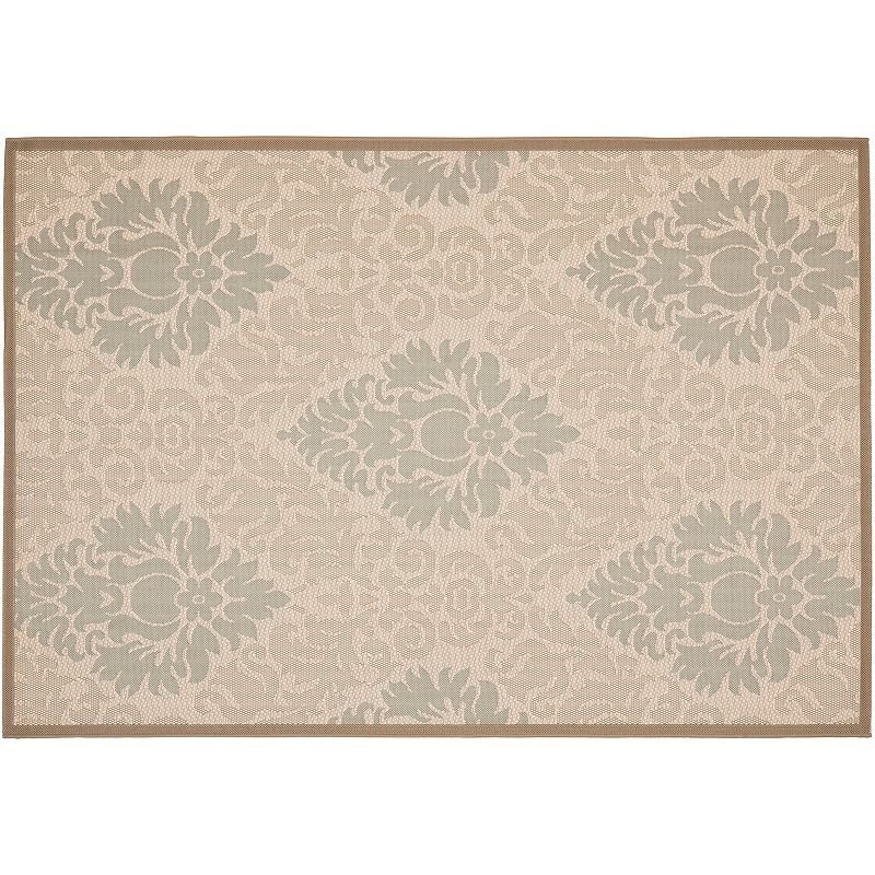 Safavieh Courtyard Leaves Print Indoor Outdoor Rug, Beig/Green, 8X11 Ft