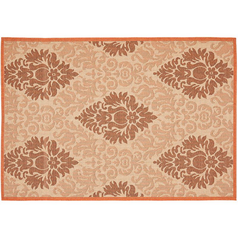 Safavieh Courtyard Leaves Print Indoor Outdoor Rug, Beig/Green, 8X11 Ft