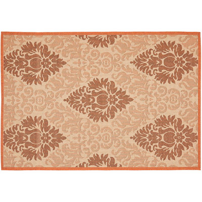 Safavieh Courtyard Leaves Print Indoor Outdoor Rug, Beig/Green, 8X11 Ft