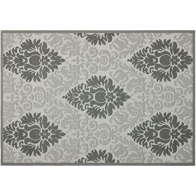 Safavieh Courtyard Leaves Print Indoor Outdoor Rug, Grey, 6.5X9.5 Ft