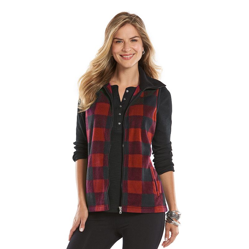 Women's Chaps Printed Full-Zip Polar Fleece Vest