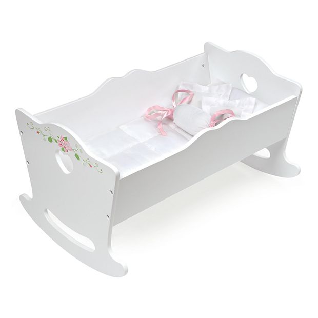 White wooden doll sale cradle