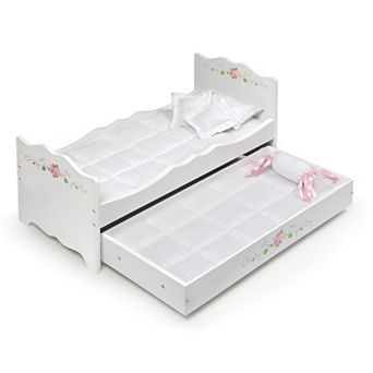 Badger Basket White Rose Wooden Doll Bed with Trundle