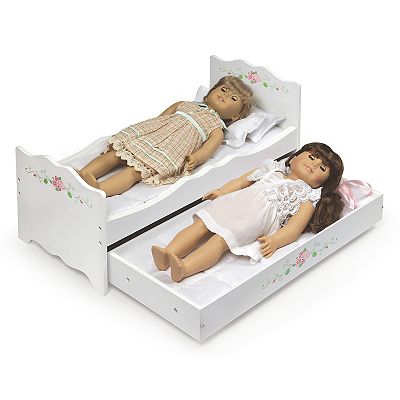 Badger Basket White Rose Wooden Doll Bed with Trundle