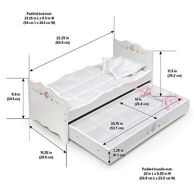 Badger Basket White Rose Wooden Doll Bed with Trundle