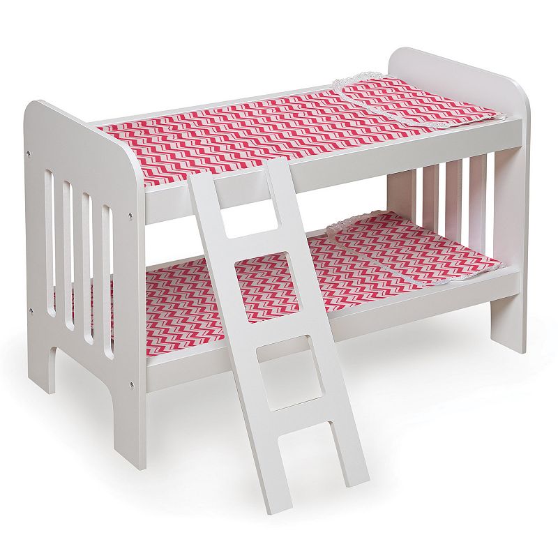 Badger Basket Chevron Wooden Doll Bunk Bed with Ladder, White