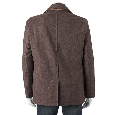 Men's Towne Wool-Blend Double-Breasted Peacoat With Plaid Scarf