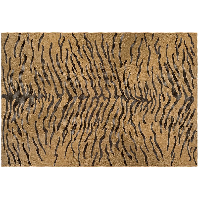 Safavieh Courtyard Zebra Indoor Outdoor Rug, Yellow, 8X11 Ft