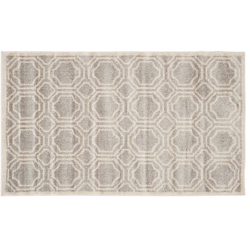 Safavieh Amherst Geometric Indoor Outdoor Rug, Grey, 7Ft Rnd