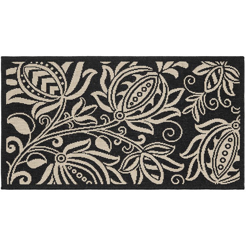 Safavieh Courtyard Floral Indoor Outdoor Rug, Black, 8X11 Ft