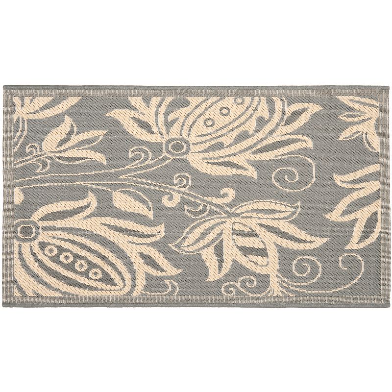 Safavieh Courtyard Floral Indoor Outdoor Rug, Grey, 8X11 Ft