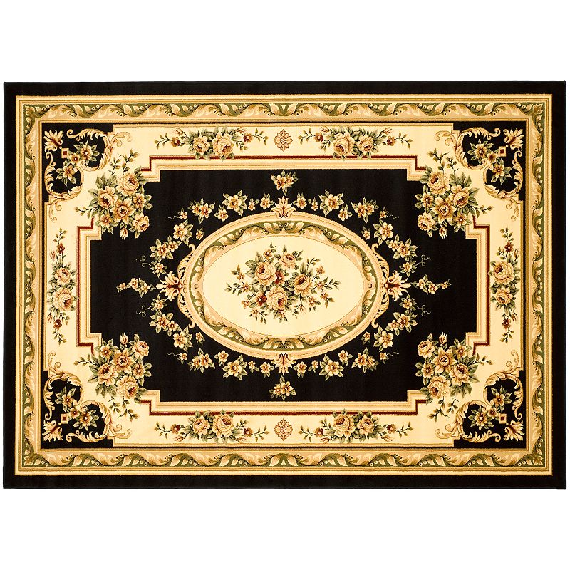 Safavieh Lyndhurst Floral Frame Rug, Black, 5X7.5 Ft