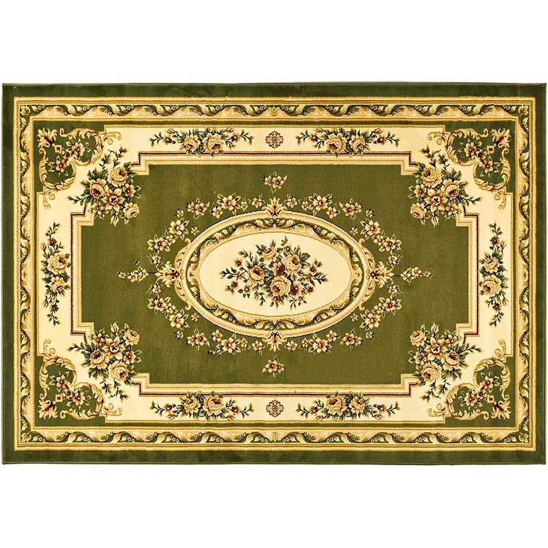 Safavieh Lyndhurst Floral Frame Rug, Green, 8Ft Rnd