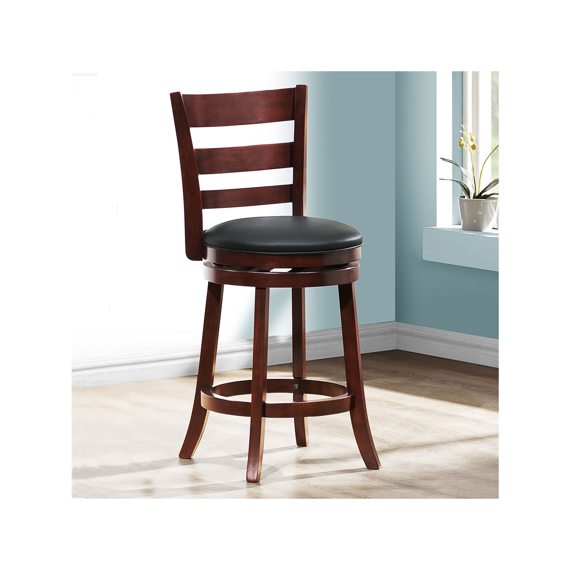 HomeVance Atalya 24-in. Faux Leather Swivel Bar Stool, Brown