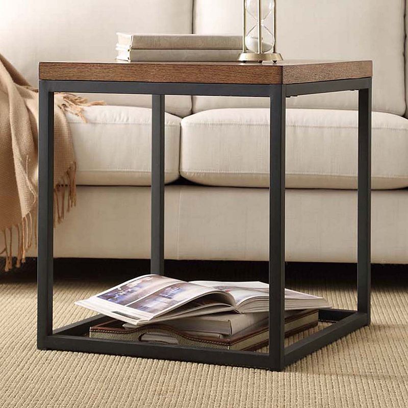 HomeVance Brynn Industrial Rustic End Table, Brown