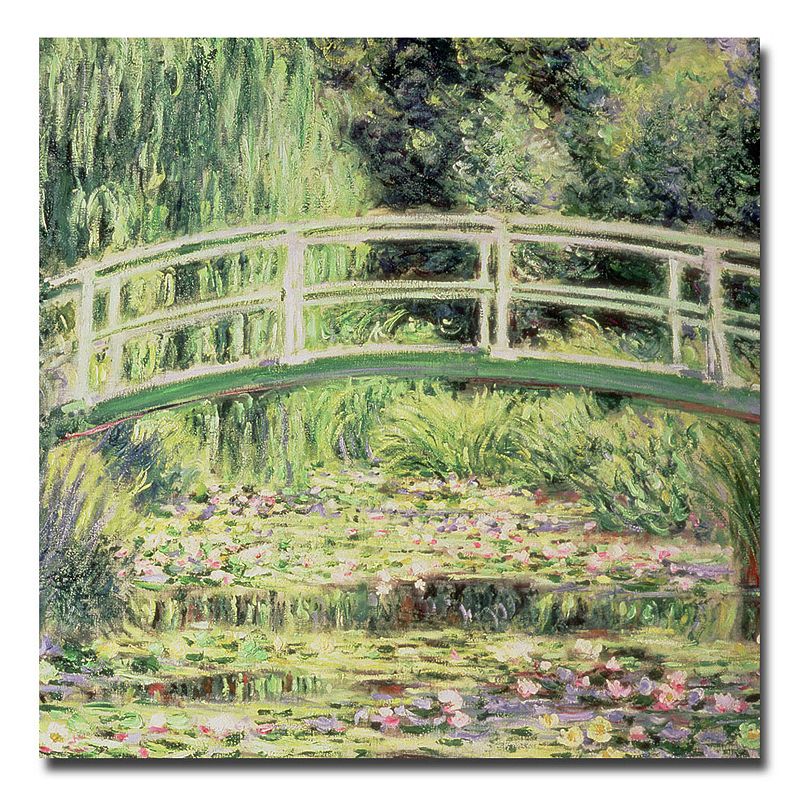 Trademark Fine Art White Nenuphars Canvas Wall Art by Claude Monet, Gre