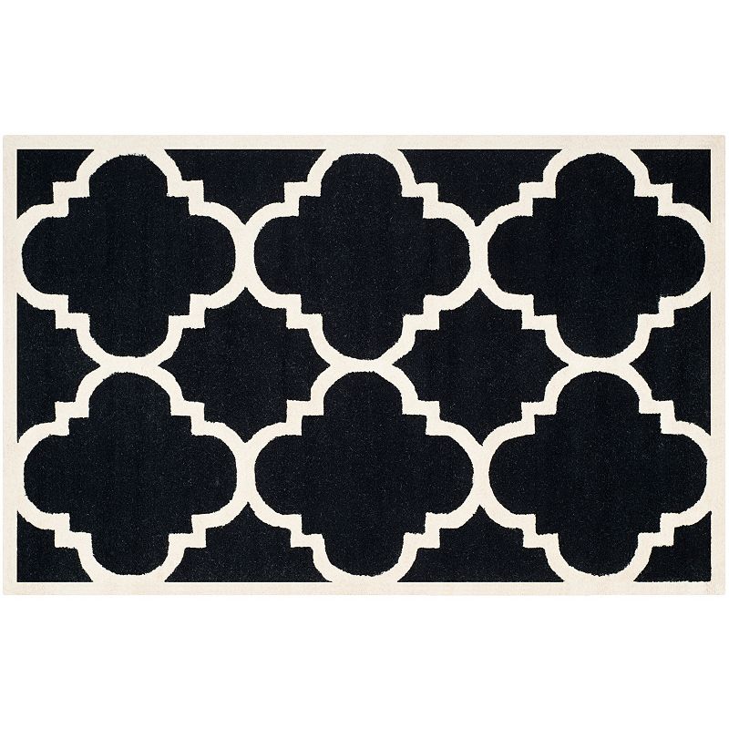 Safavieh Cambridge Trellis Wool Rug, Black, 5X8 Ft