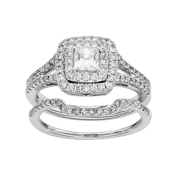 Certified 1 Ct White Diamond Halo Engagement Wedding Ring 14K White Gold Fashion 