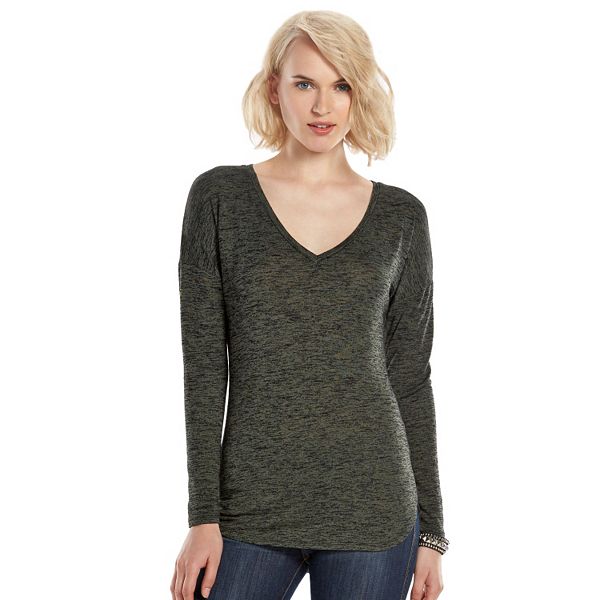 Rock & Republic® Space-Dye V-Neck Sweater - Women's