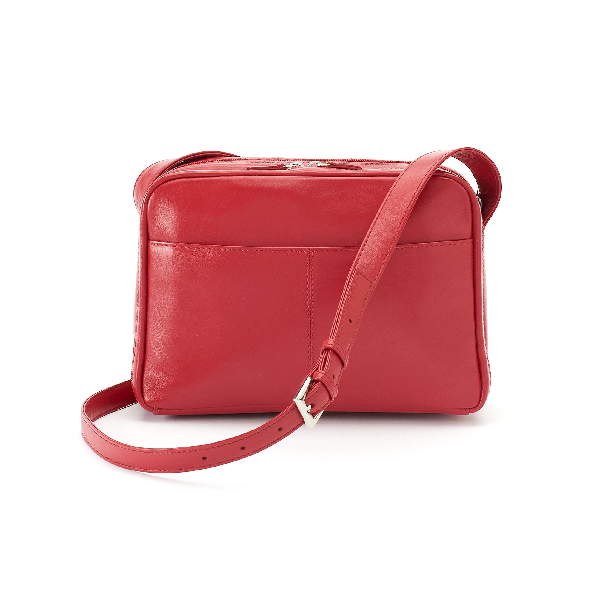 ili Leather Organizer Crossbody Bag, Red