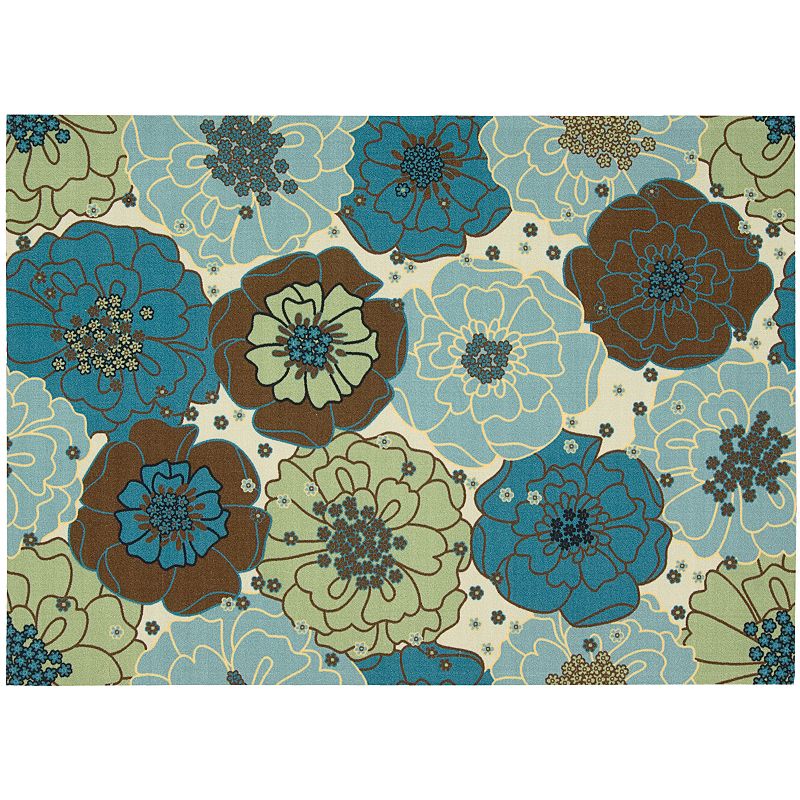 Nourison Home & Garden Floral II Area Rug, Light Blue, 8X11 Ft