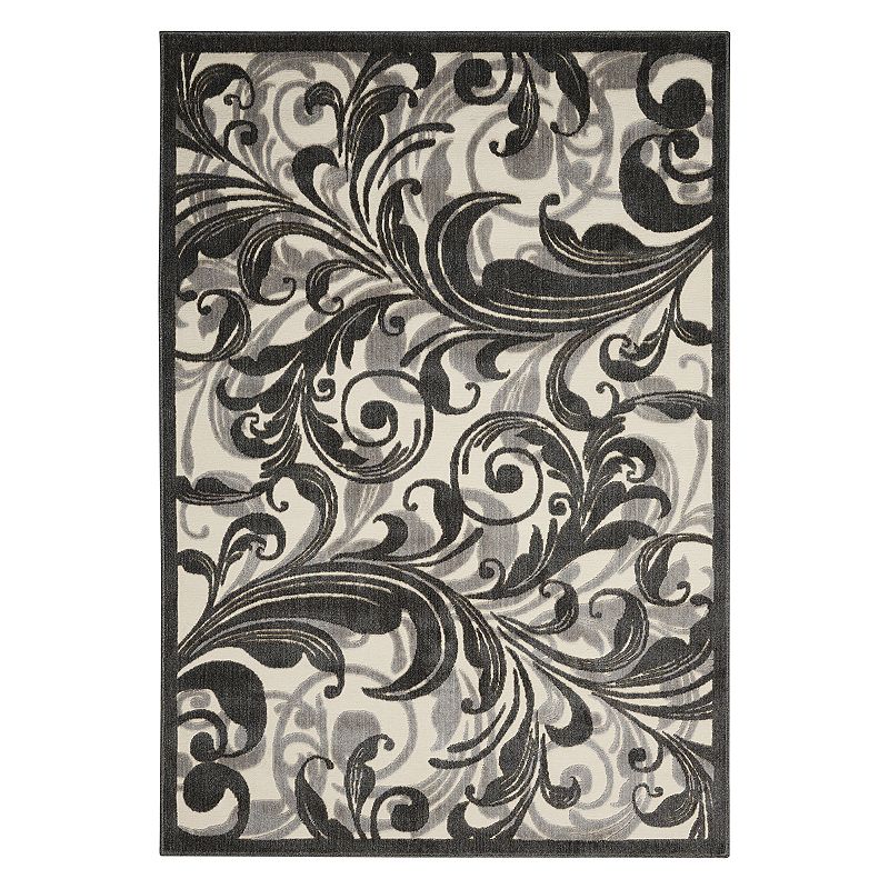 Nourison Graphic Illusions Gray Scroll Rug, Multicolor, 3.5X5.5 Ft