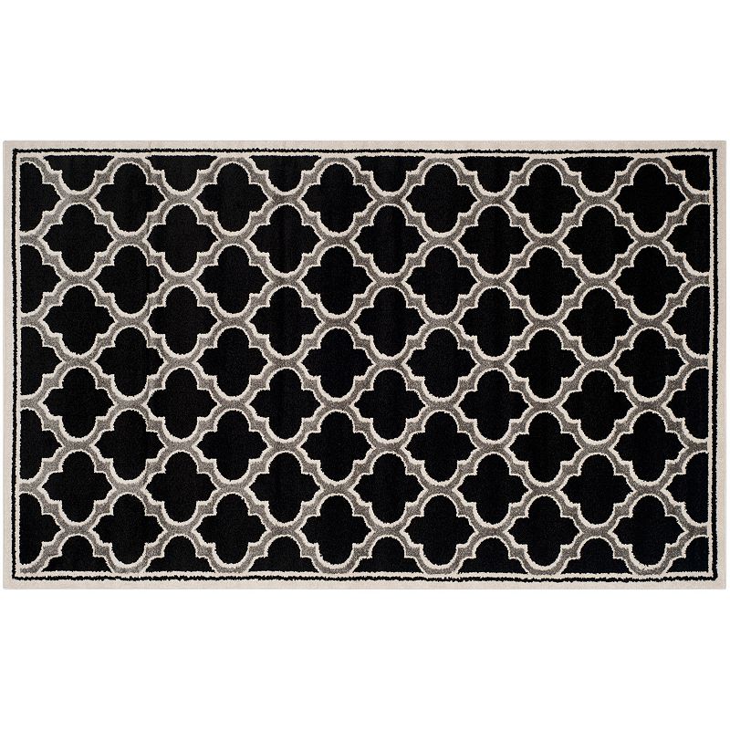 Safavieh Amherst Clover Indoor Outdoor Rug, Black, 7Ft Sq