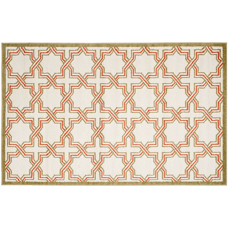 Safavieh Amherst Criss Cross Indoor Outdoor Rug, White, 7Ft Rnd