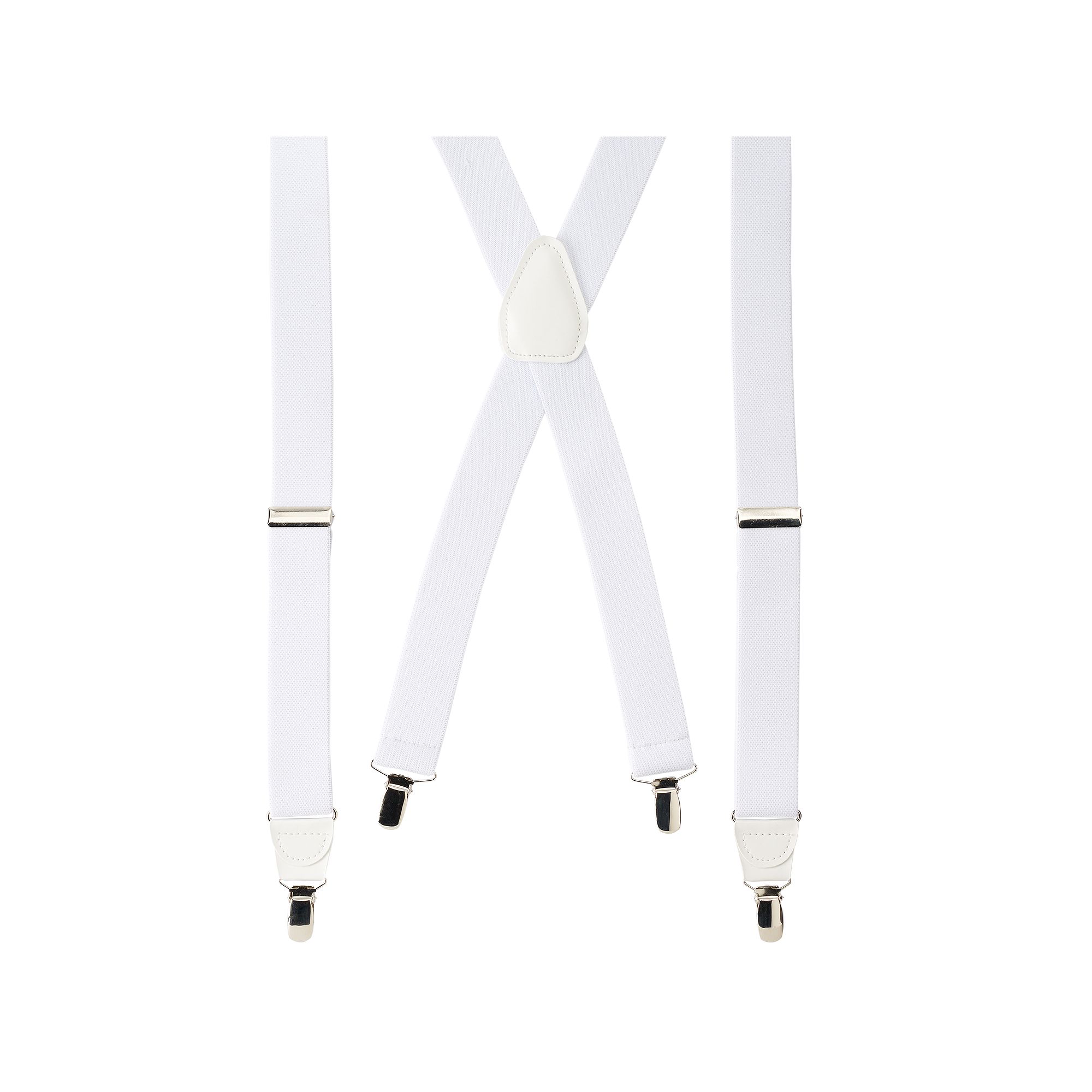 Mens Wembley Solid Stretch Suspenders, White