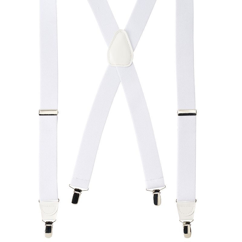 Men's Wembley Solid Stretch Suspenders, White