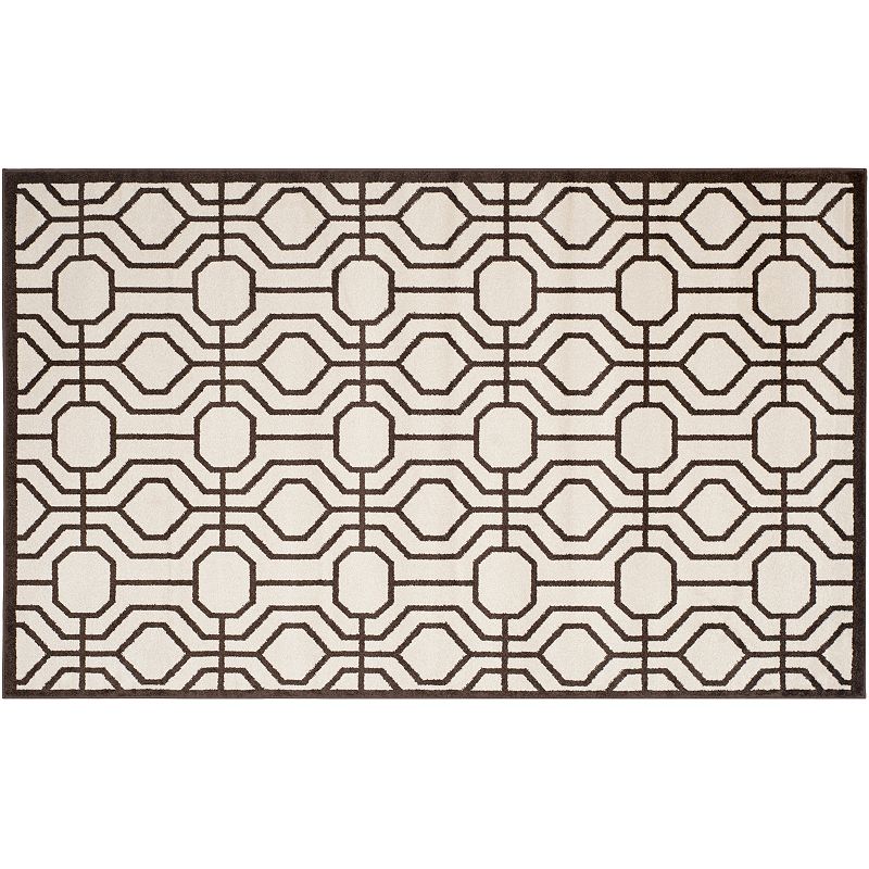 Safavieh Amherst Circle Circuit Indoor Outdoor Rug, White, 7Ft Sq