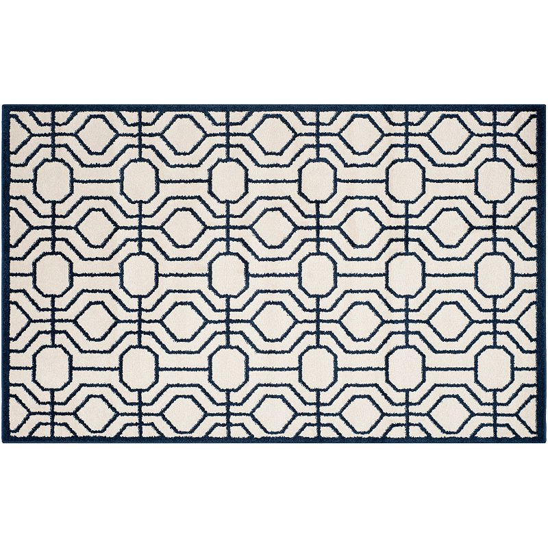 Safavieh Amherst Circle Circuit Indoor Outdoor Rug, White, 7Ft Sq