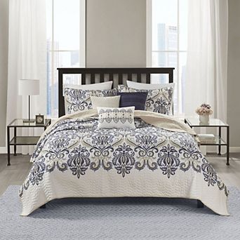 Madison Park Cardiff 6 pc Quilt Set with Shams and Throw Pillows