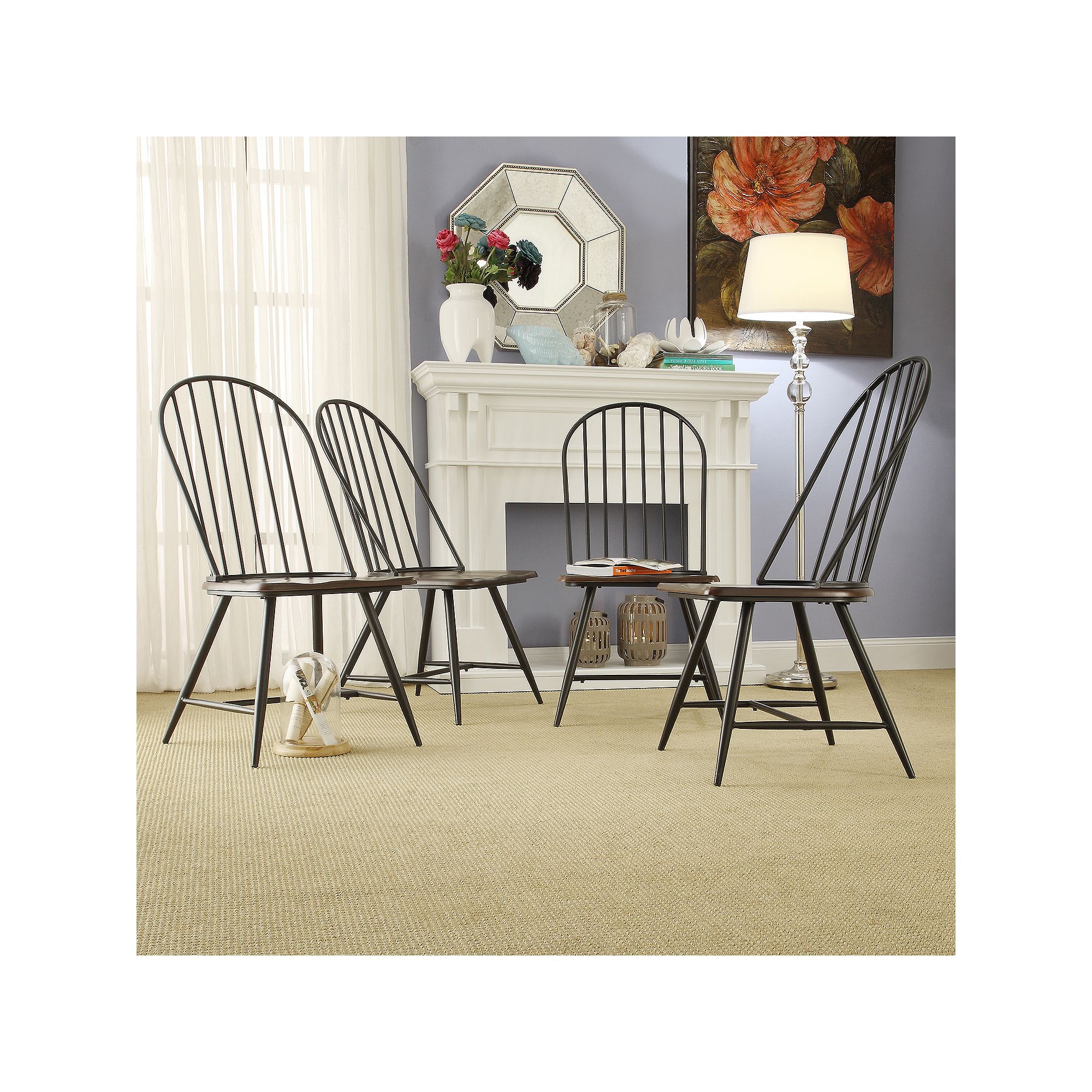 HomeVance Grayson 4-piece Dining Chair Set, Black
