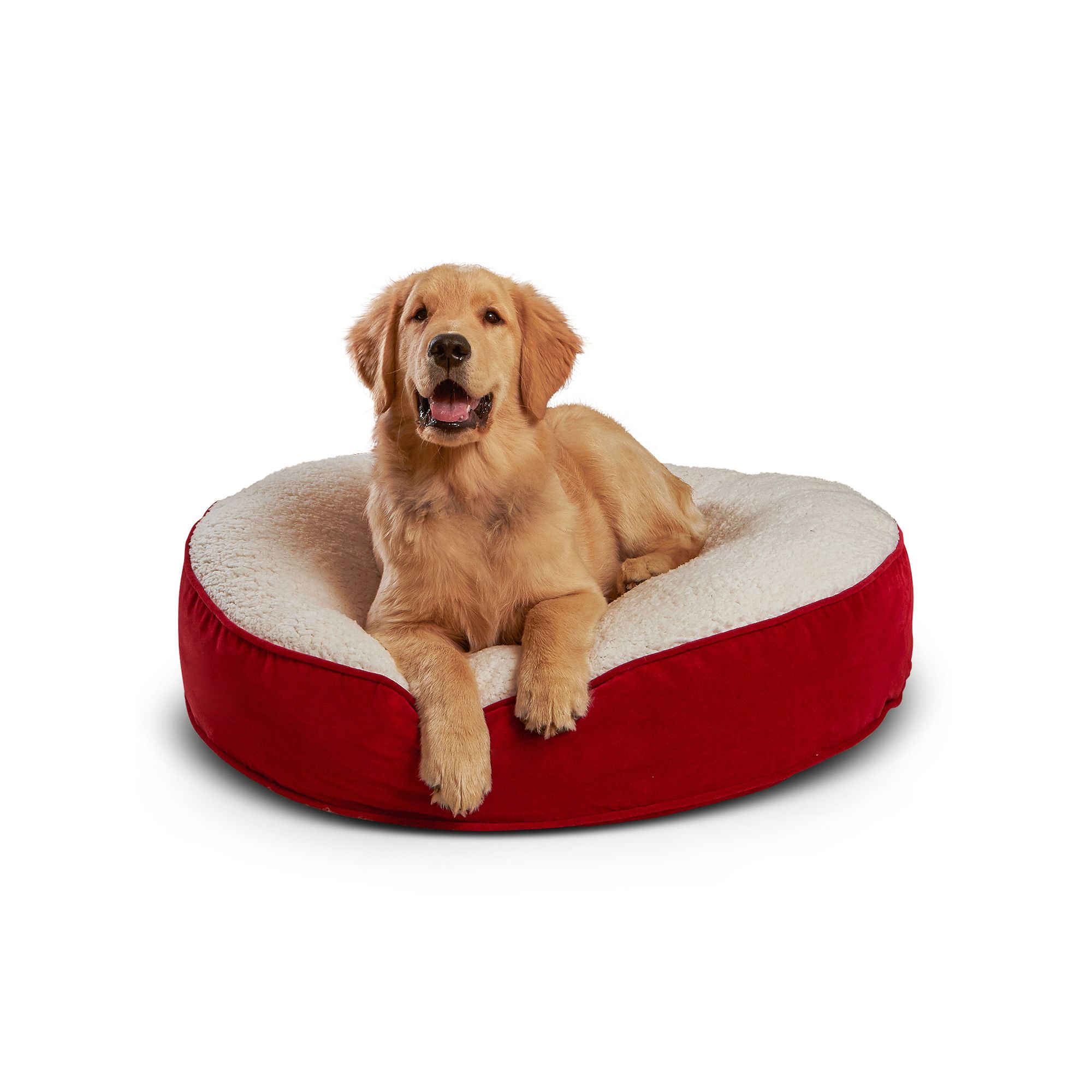 Happy Hounds Scout Deluxe Round Dog Bed, Red