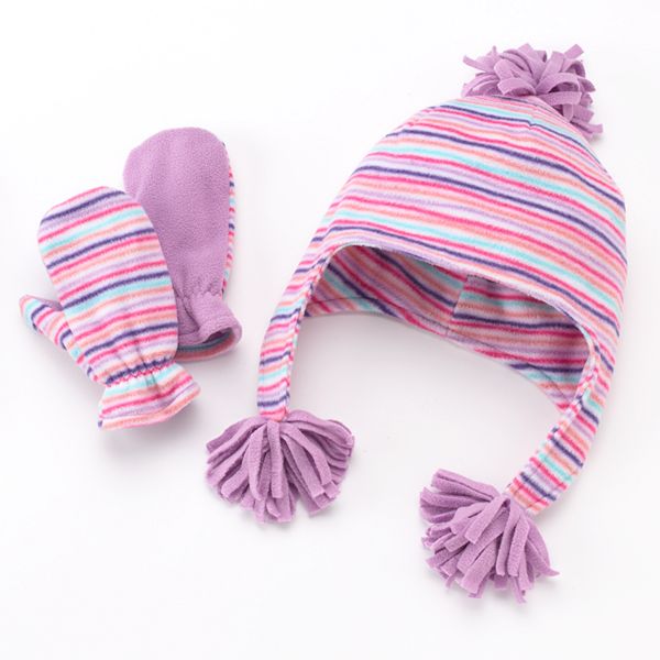 Jumping Beans Fleece Hat Mittens Set Baby Girl - cute purple mittens and scarf roblox