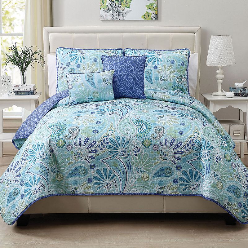 VCNY Home Harmony Quilt Set, Blue, Full/Queen