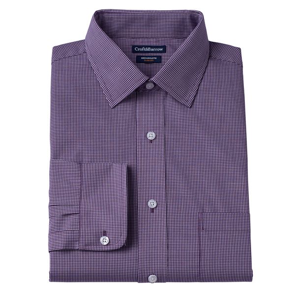Men's Croft & Barrow Classic-Fit Broadcloth Checkered Dress Shirt