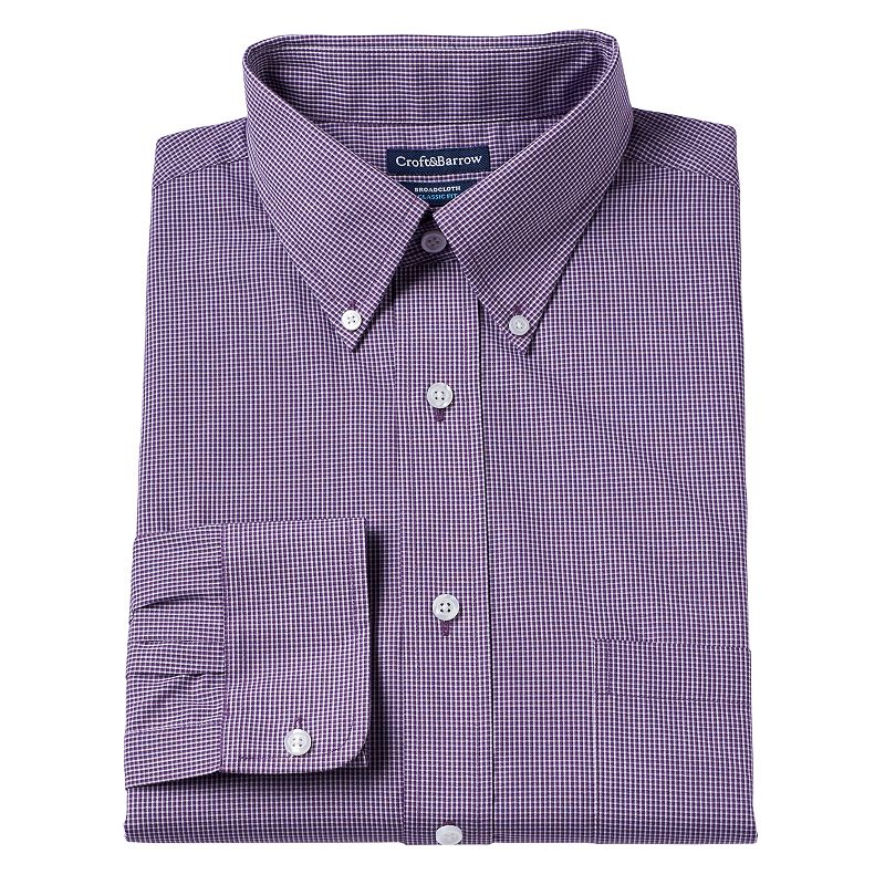 Men's Croft & Barrow Classic-Fit Broadcloth Checkered Dress Shirt