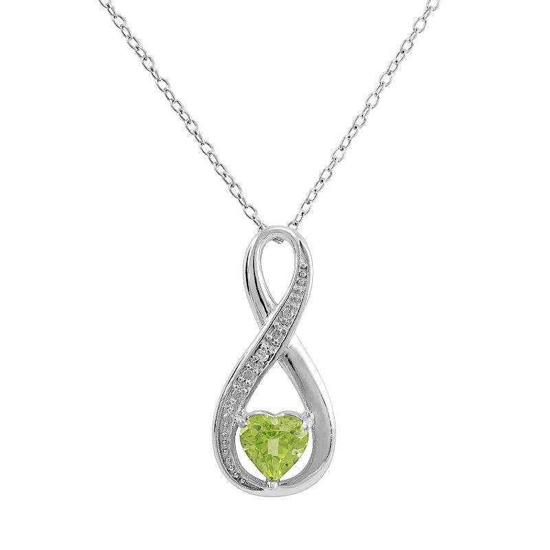 RADIANT GEM Peridot Sterling Silver Infinity Pendant Necklace, Womens, Si