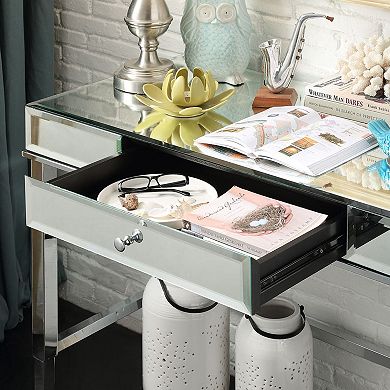 HomeVance Eleos Metal Mirrored Desk
