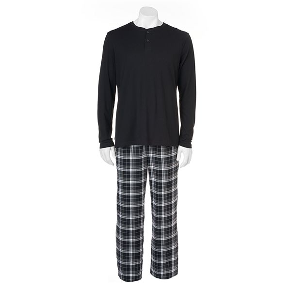 Men's Croft & Barrow® Solid Sleep henley & Plaid Flannel Sleep Pants Set