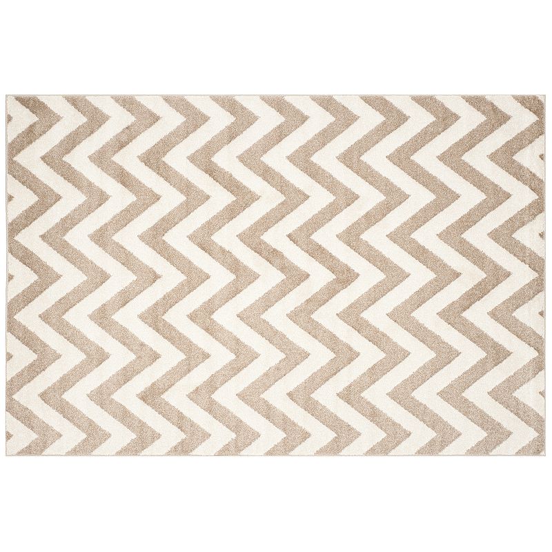 Safavieh Amherst Chevron Stripe Indoor Outdoor Rug, Beig/Green, 6X9 Ft