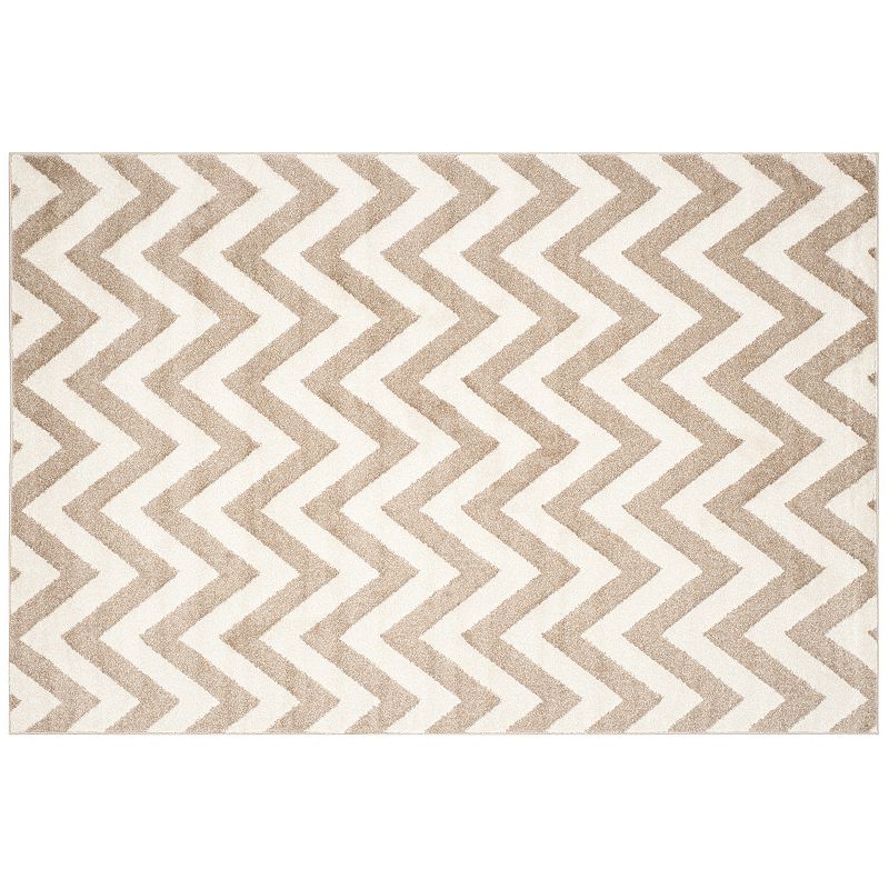 Safavieh Amherst Chevron Stripe Indoor Outdoor Rug, Beig/Green, 6X9 Ft