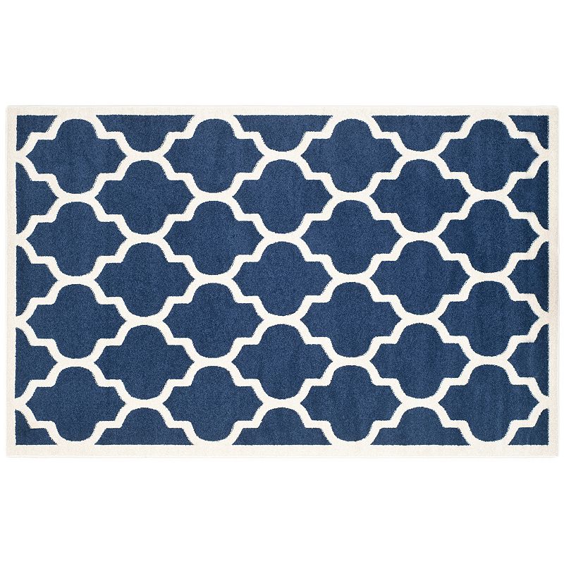 Safavieh Amherst Quatrefoil Indoor Outdoor Rug, Blue, 7Ft Rnd