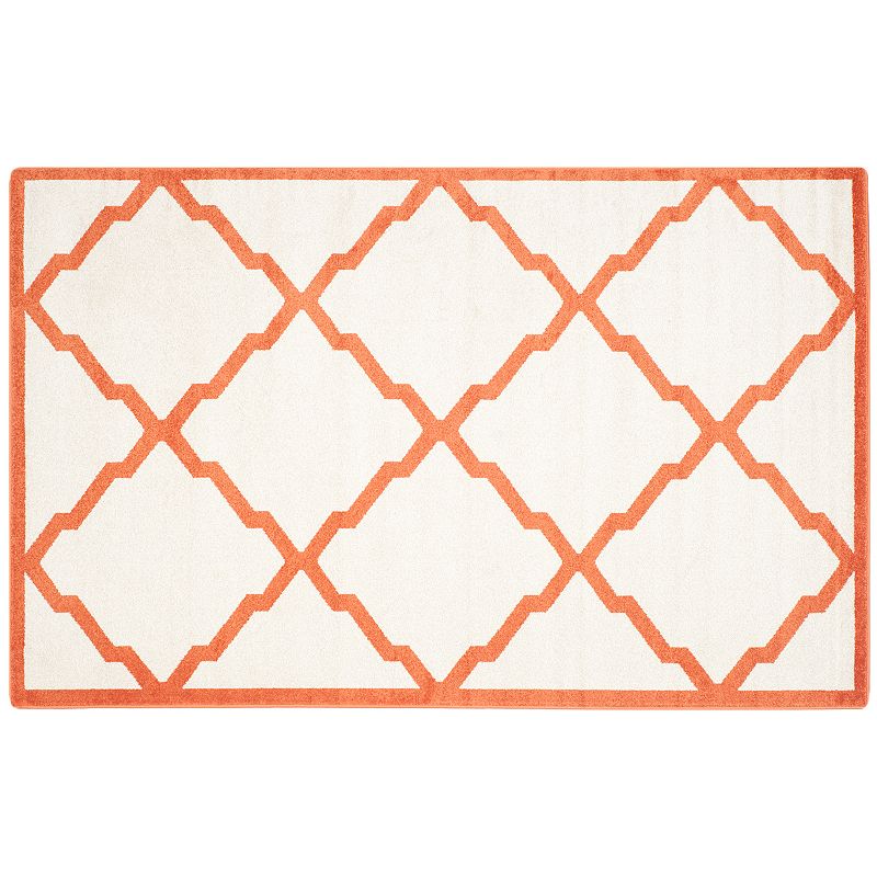 Safavieh Amherst Trellis Indoor Outdoor Rug, Orange, 7Ft Sq