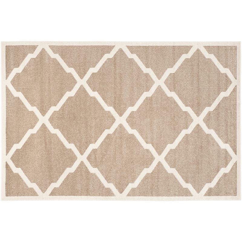 Safavieh Amherst Trellis Indoor Outdoor Rug, Beig/Green, 7Ft Sq