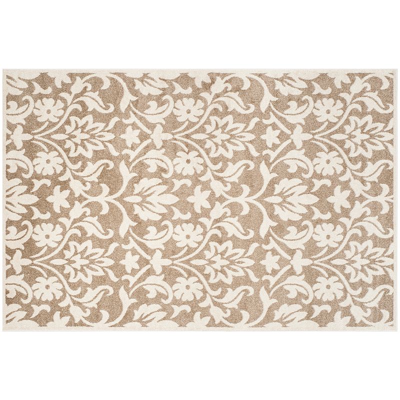 Safavieh Amherst Floral Damask Indoor Outdoor Rug, Beig/Green, 6X9 Ft